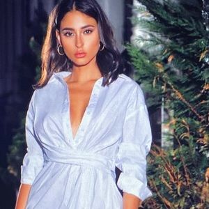 Fenty lookalike Draping White Shirt Dress